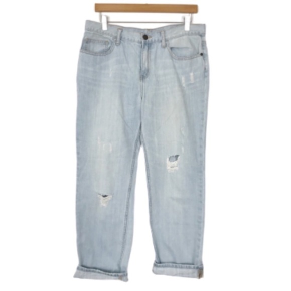 LONDONJEAN Light Wash High Waist Boyfriend Jeans 8 Distressed Casual - Picture 2 of 8